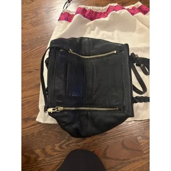 TORY BURCH Half Moon Small Satchel Bag Black Leather Handbag & Dustbag - Picture 5 of 9